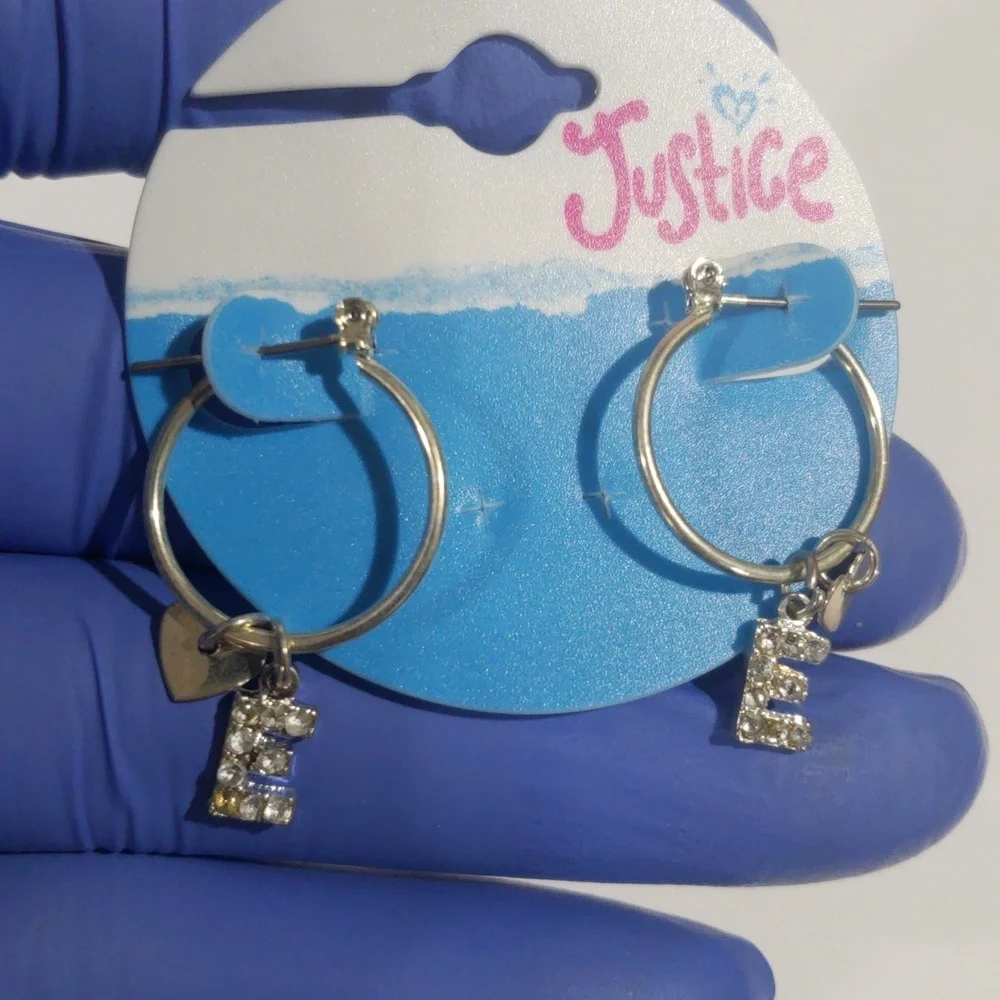 Justice Silver-tone Hoop Earrings Sparkling 